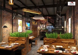 thiết kế không gian nhà hàng lẩu nướng