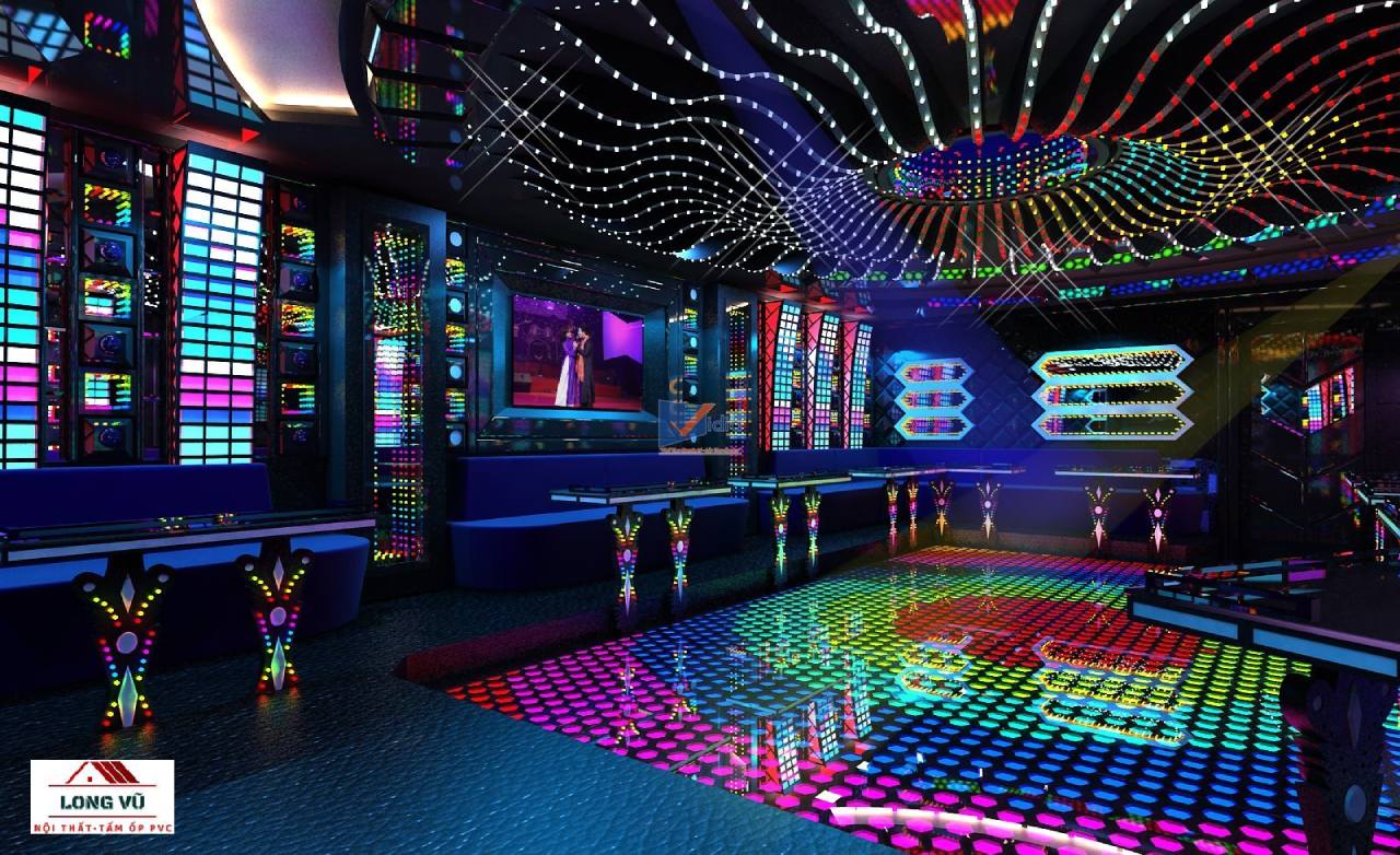 Thi công nội thất phòng karaoke với công nghệ LED hiện đại tại Ứng Hòa Phòng karaoke mang phong cách công nghệ đèn LED hiện đại